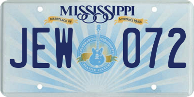 MS license plate JEW072