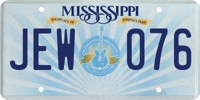 MS license plate JEW076