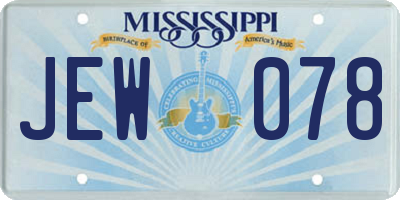 MS license plate JEW078