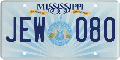 MS license plate JEW080