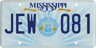 MS license plate JEW081