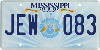 MS license plate JEW083