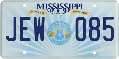 MS license plate JEW085