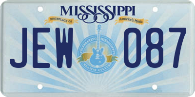 MS license plate JEW087