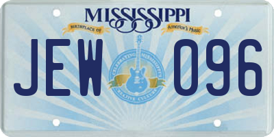 MS license plate JEW096