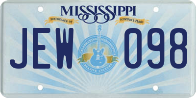 MS license plate JEW098