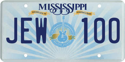 MS license plate JEW100