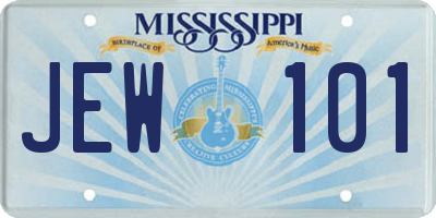 MS license plate JEW101