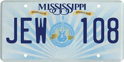 MS license plate JEW108