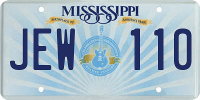 MS license plate JEW110