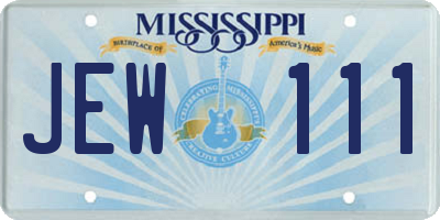 MS license plate JEW111