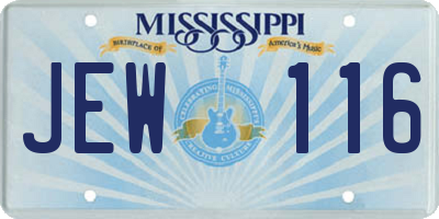 MS license plate JEW116