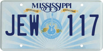 MS license plate JEW117