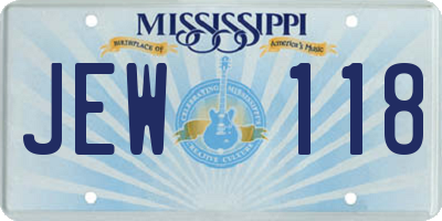MS license plate JEW118