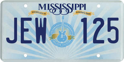 MS license plate JEW125