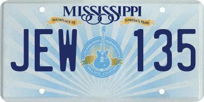 MS license plate JEW135