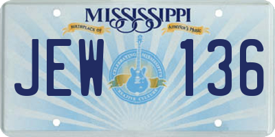 MS license plate JEW136