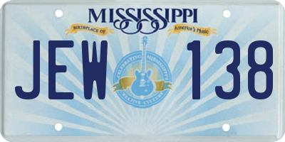 MS license plate JEW138