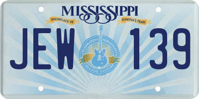 MS license plate JEW139