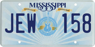 MS license plate JEW158