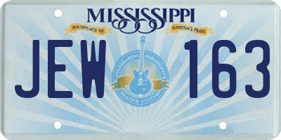 MS license plate JEW163