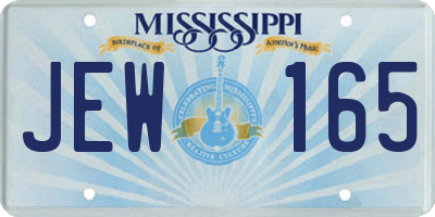 MS license plate JEW165