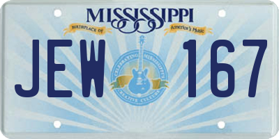 MS license plate JEW167