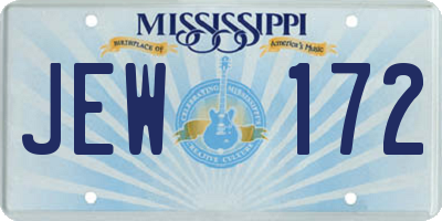 MS license plate JEW172