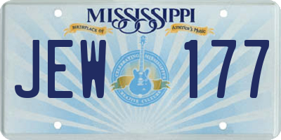 MS license plate JEW177