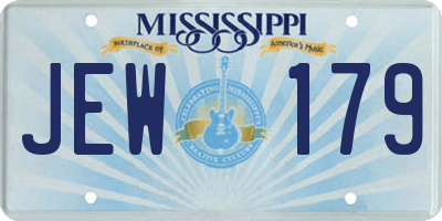 MS license plate JEW179