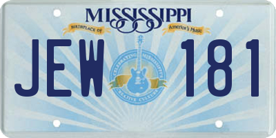 MS license plate JEW181