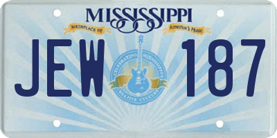 MS license plate JEW187