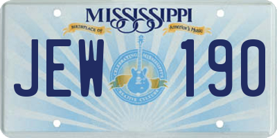 MS license plate JEW190