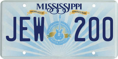 MS license plate JEW200