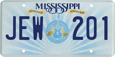 MS license plate JEW201