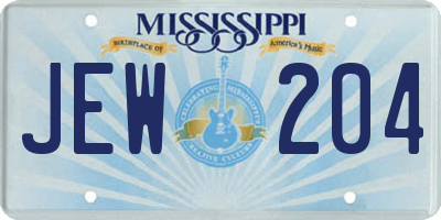 MS license plate JEW204