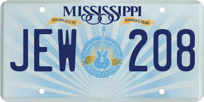 MS license plate JEW208