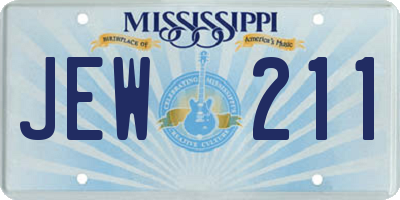 MS license plate JEW211