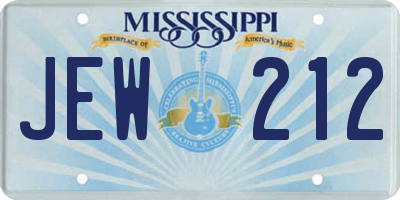 MS license plate JEW212