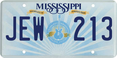 MS license plate JEW213