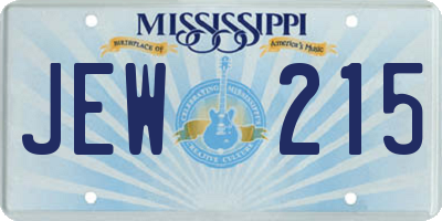 MS license plate JEW215