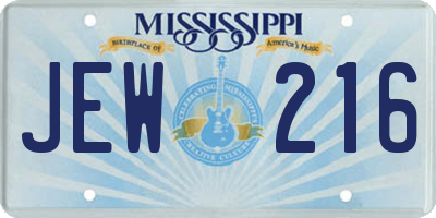 MS license plate JEW216