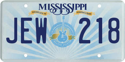 MS license plate JEW218