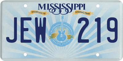MS license plate JEW219