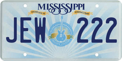 MS license plate JEW222