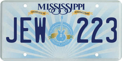 MS license plate JEW223