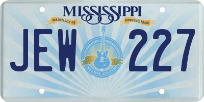 MS license plate JEW227