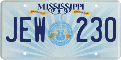 MS license plate JEW230