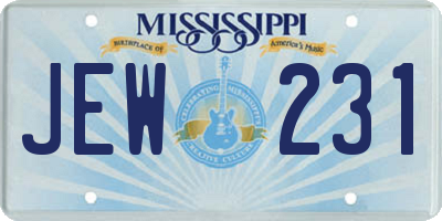 MS license plate JEW231