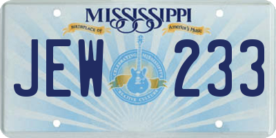 MS license plate JEW233